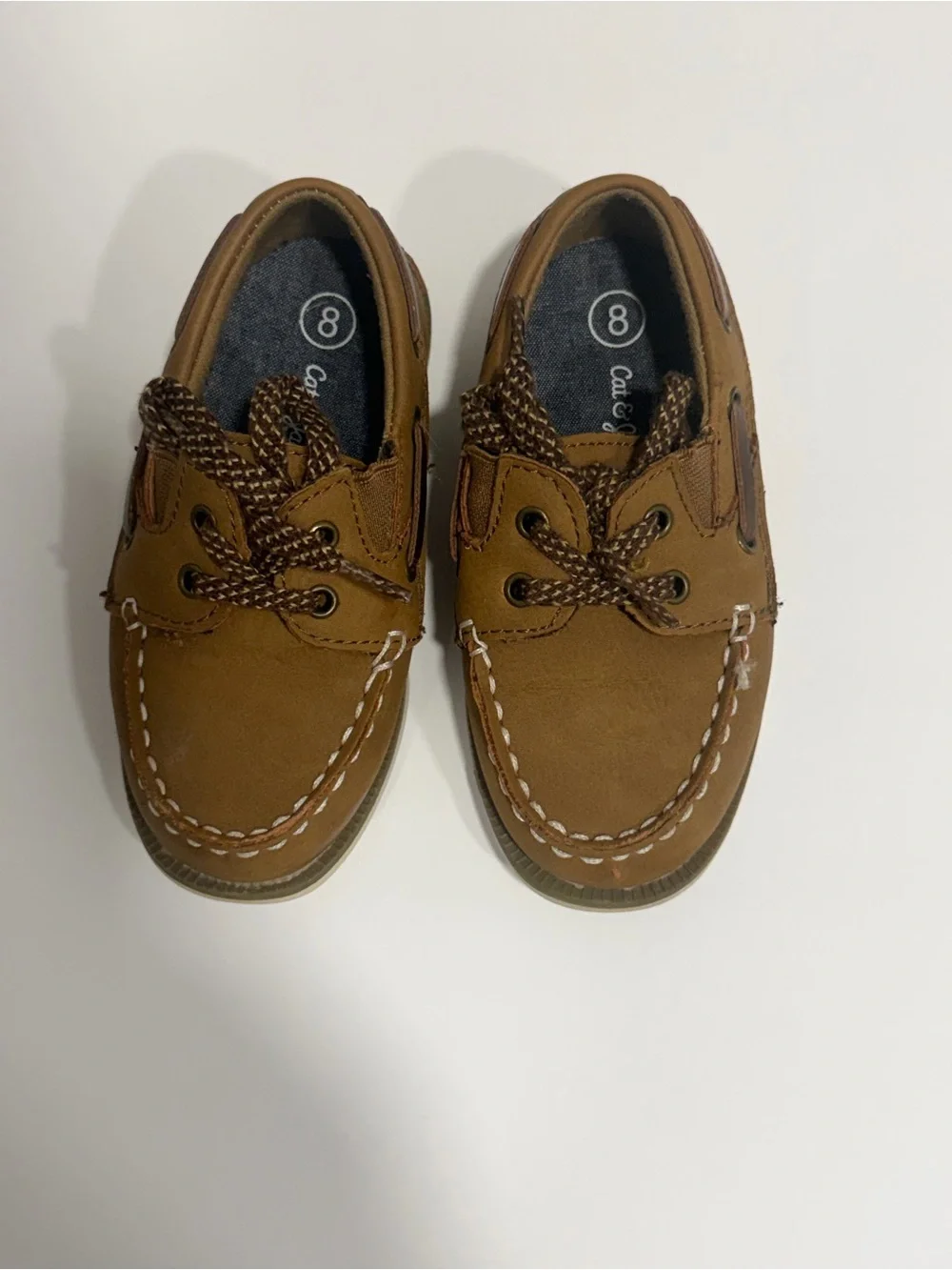 Cat & Jack Kids Tan Brown Moccasin Lace-Up Dress Shoes